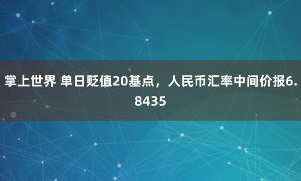 掌上世界 单日贬值20基点，人民币汇率中间价报6.8435